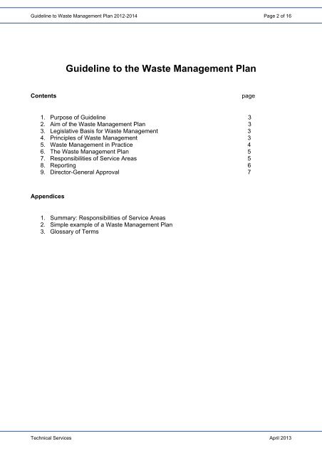 Guideline to the Waste Management Plan - Department of Housing ...