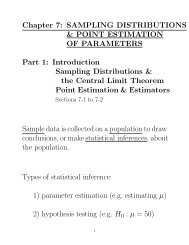 Chapter 7: SAMPLING DISTRIBUTIONS & POINT ESTIMATION OF ...