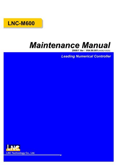 LNC-M600 Leading Numerical Controller Maintenance Manual