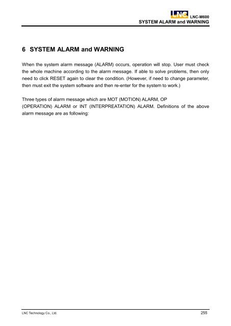 LNC-M600 Leading Numerical Controller Maintenance Manual