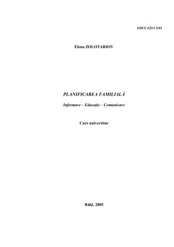 planificarea familialÄ - Biblioteca ÅtiinÅ£ificÄ a UniversitÄÅ£ii de Stat