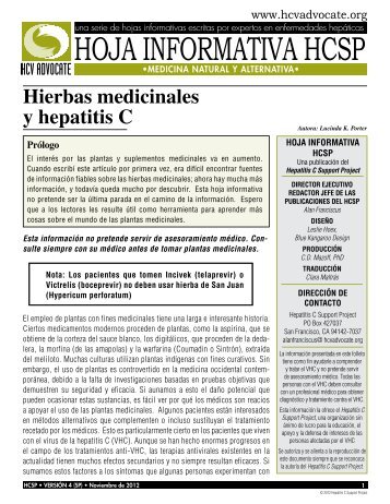 Hierbas medicinales y hepatitis C - HCV Advocate