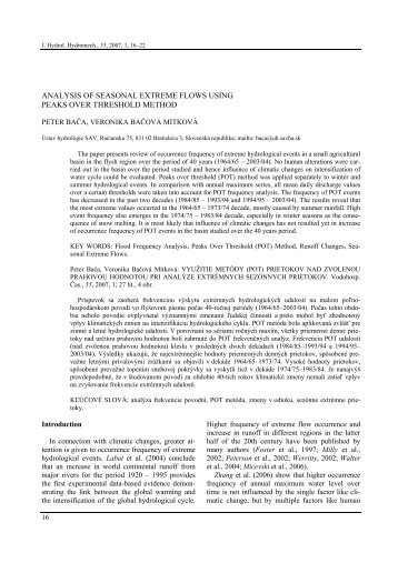 analysis of seasonal extreme flows using peaks over threshold method