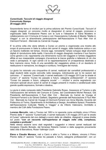 Comunicato stampa â I vincitori - Fondazione Peano