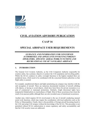 civil aviation advisory publication caap 16 special airspace user ...