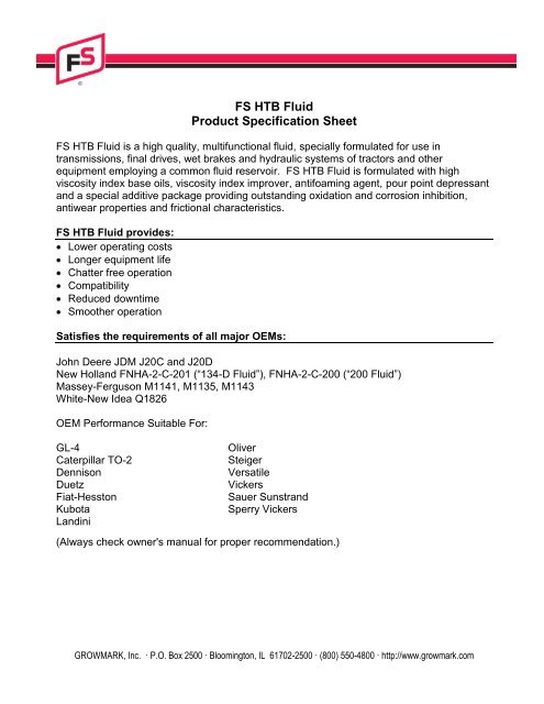 FS HTB Fluid Product Specification Sheet - GoFurtherWithFS