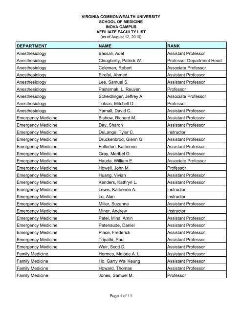 Faculty Profile, School of Medicine