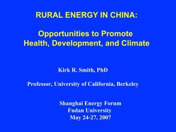 RURAL ENERGY IN CHINA: Opportunities to Promote Health ...