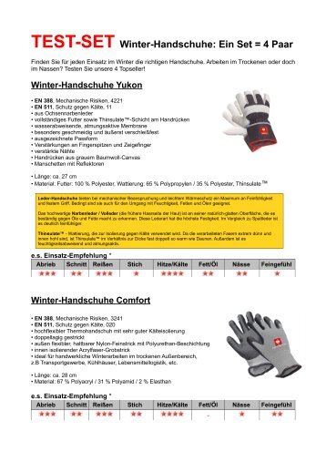 TEST-SET Winter-Handschuhe: Ein Set = 4 Paar - Engelbert Strauss