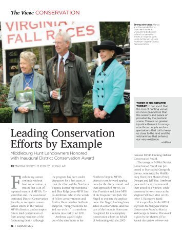 Leading Conservation Efforts by Example - Masters of Foxhounds ...