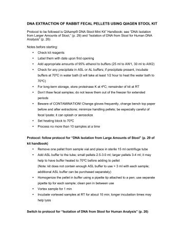 dna extraction of rabbit fecal pellets using qiagen stool kit