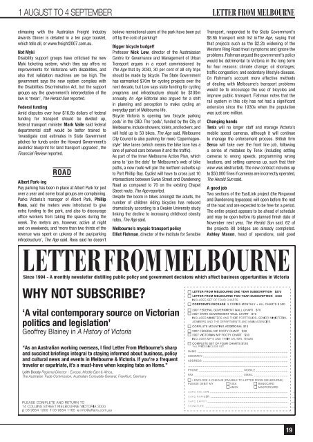 LETTER FROM MELBOURNE