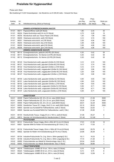 Hygieneartikelpreisliste - alles-für-ihr-fest