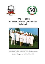 Menue - Beispiele 30 Jahre PAF - Kochclub Pot-au-Feu