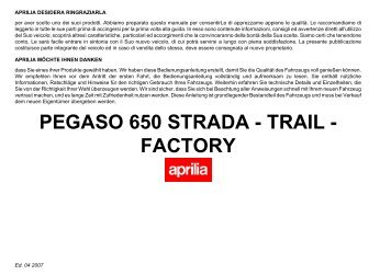 PEGASO 650 STRADA - TRAIL - FACTORY - Aprilia Brand