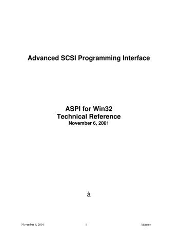 Advanced SCSI Programming Interface (ASPI) - Zianet