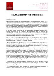 Chairmans Letter to Shareholders - Alcyone Resources
