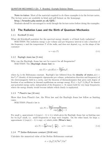 1.1 The Radiation Laws and the Birth of Quantum Mechanics