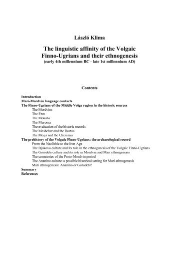 The linguistic affinity of the Volgaic Finno-Ugrians and their ... - MEK