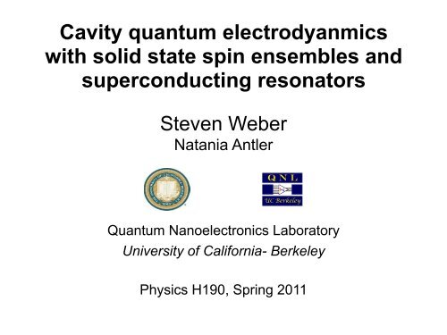 Cavity quantum electrodyanmics with solid state spin ensembles ...