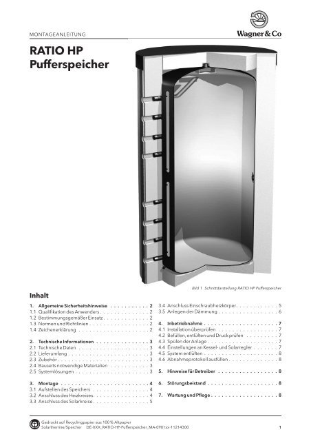 Montageanleitung RATIO HP Pufferspeicher - Gerenda Solar