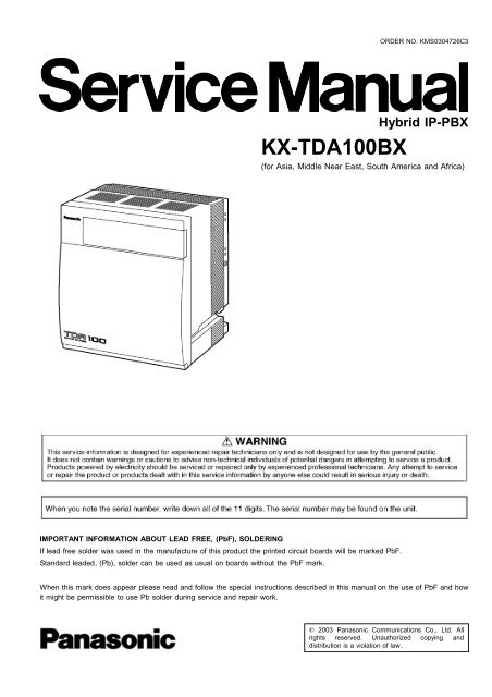 KX-TDA100BX - Panasonic