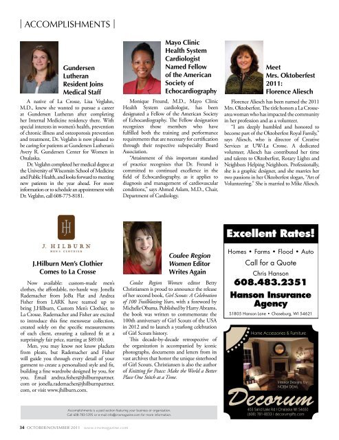 October/November - Coulee Region Women's Magazine