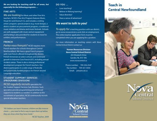 Teacher Recruitment Brochure 2010-11 - Nova Central School District
