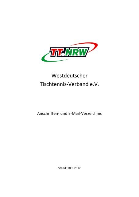 Anschriftenverzeichnis - Tischtennis-Kreis Niederrhein im WTTV e.V.
