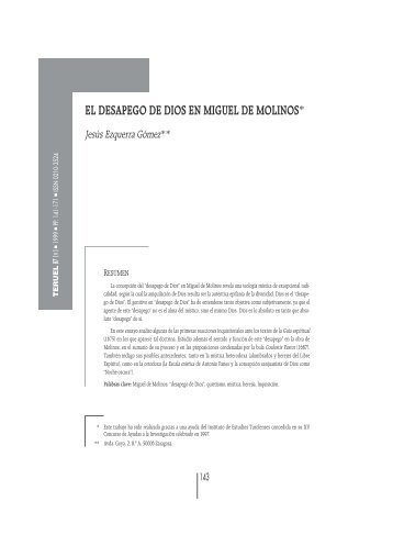 el desapego de dios en miguel de molinos - Revista Teruel ...