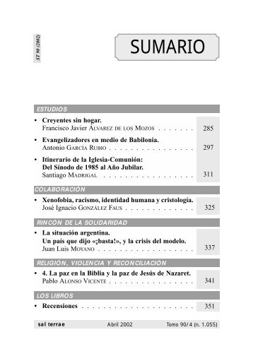 SUMARIO - Editorial Sal Terrae