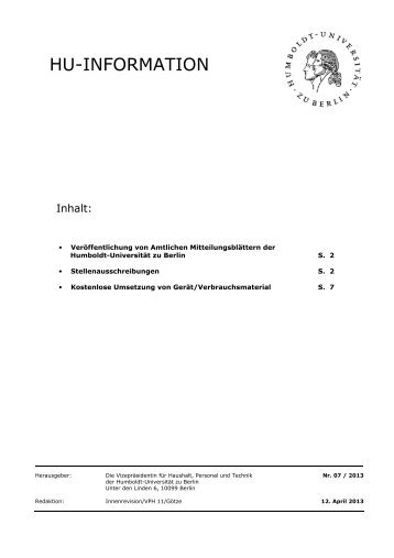 7/2013 - HU-Informationen - Humboldt-UniversitÃ¤t zu Berlin