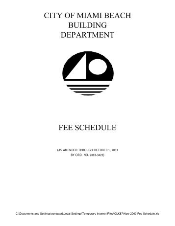 CITY OF MIAMI BEACH BUILDING DEPARTMENT FEE SCHEDULE