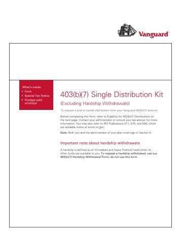 Vanguard 403(b)(7) Single Distribution Request ... - Preceptwm.com