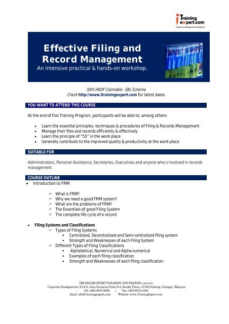 Effective Filing and Record Management - iTrainingExpert.com