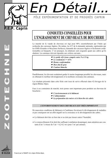 conduites conseillÃ©es pour l'engraissement de chevreaux de ...