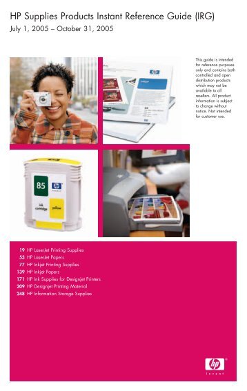 HP Supplies Products Instant Reference Guide (IRG) - Printers Plus