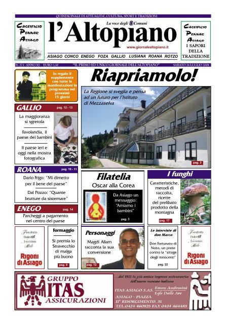 Riapriamolo! - Il Giornale dell'Altopiano