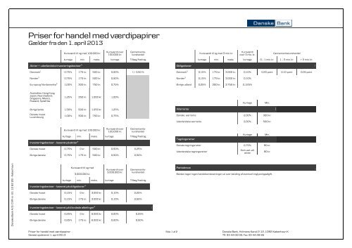 Priser for handel med vÃ¦rdipapirer - Danske Bank