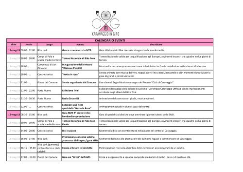 CALENDARIO EVENTI - L'Eco di Bergamo