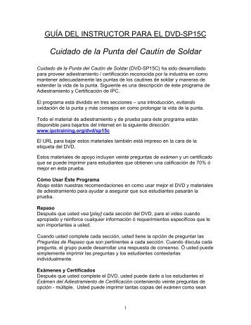 Cuidado de la Punta del CautÃ­n de Soldar - IPC Training Home Page