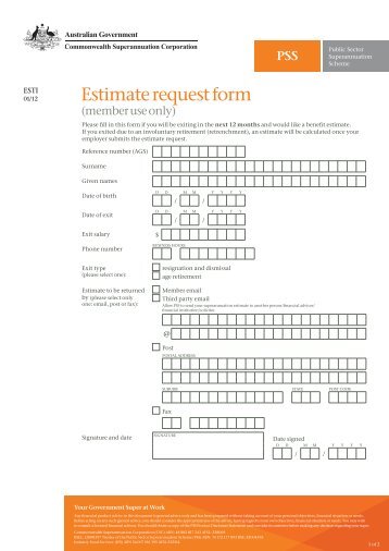 Estimate request form - PSS