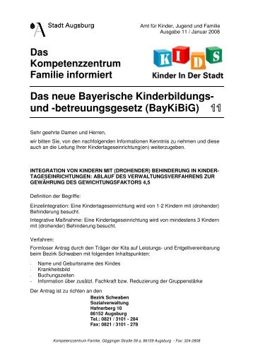 betreuungsgesetz (BayKiBiG) - Kinderbetreuung in Augsburg