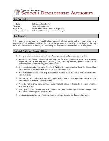 Job Description Job Summary Essential Duties and Responsibilities