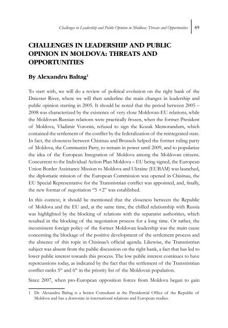 Managing Intractable Conflicts: Lessons from Moldova and Cyprus