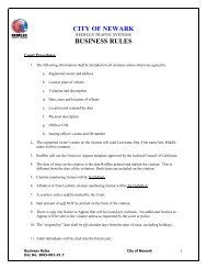 CITY OF NEWARK BUSINESS RULES