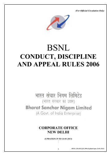 CONDUCT, DISCIPLINE AND APPEAL RULES 2006 - BSNL ...