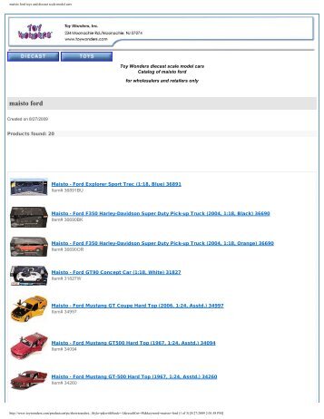 maisto ford toys and diecast scale model cars - Toy Wonders, Inc.