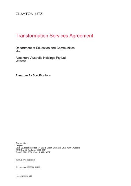 Transformation Services Agreement - NSW Department of Education ...