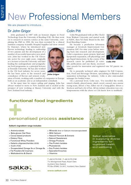 featured in this issue - NZIFST - The New Zealand Institute of Food ...